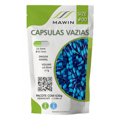 CAPSULA GELATINA N00 DE 1g - AZUL CLARO - AZUL ESCURO - PACOTE COM 5.000