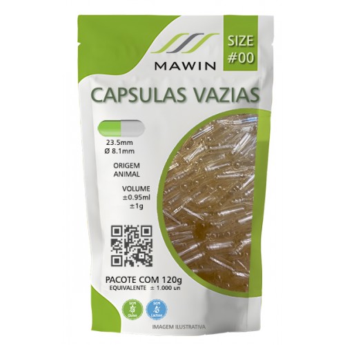 CAPSULA GELATINA N00 DE 1g - INCOLOR - PACOTE COM 1.000