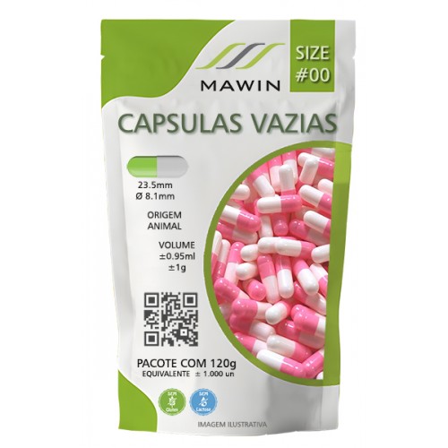 CAPSULA GELATINA N00 DE 1g - ROSA / BRANCA - PACOTE COM 1.000
