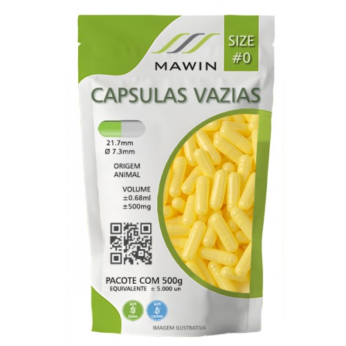 CAPSULA GELATINA N0 DE 500mg - AMARELA - PACOTE COM 5.000