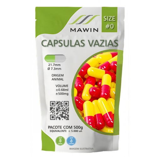 CAPSULA GELATINA N0 DE 500mg - AMARELA  / VERMELHA - PACOTE COM 1.000