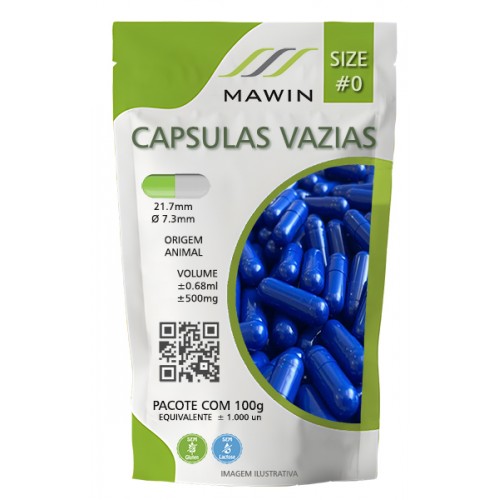 CAPSULA GELATINA N0 DE 500mg - AZUL ESCURO - PACOTE COM 1.000