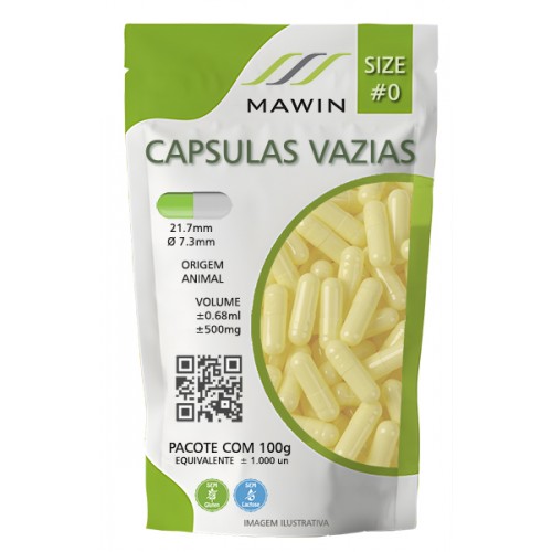 CAPSULA GELATINA N0 DE 500mg - CREME - PACOTE COM 1.000