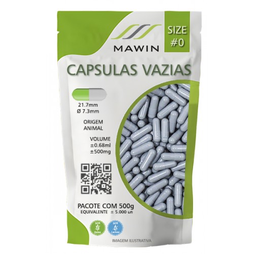 CAPSULA GELATINA N0 DE 500mg - CINZA - PACOTE COM 5.000 CAPSULA GELATINA N0 DE 500mg - CINZA - PACOTE COM 5.000