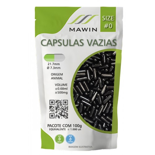 CAPSULA GELATINA N0 DE 500mg - PRETA - PACOTE COM 1.000