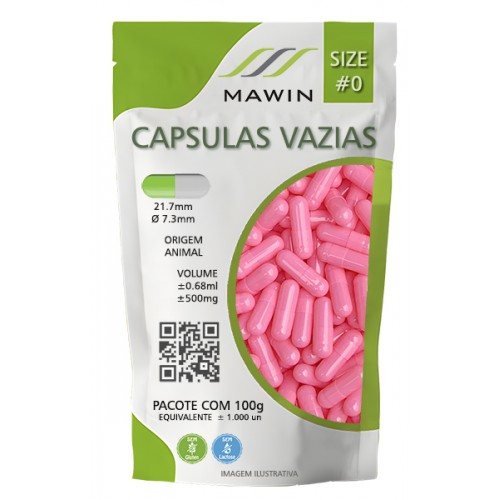 CAPSULA GELATINA N0 DE 500mg - ROSA - PACOTE COM 1.000