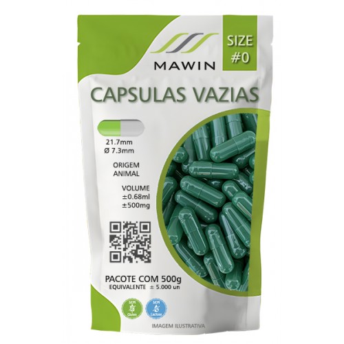 CAPSULA GELATINA N0 DE 500mg - VERDE ESCURO - PACOTE COM 5.000
