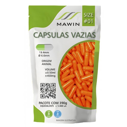 CAPSULA GELATINA N1 DE 450mg - LARANJA - PACOTE COM 5.000