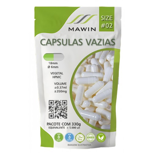 CAPSULA GELATINA N2 DE 350mg - BRANCA - PACOTE COM 5.000