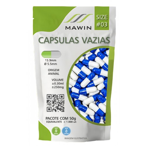 CAPSULA GELATINA N3 DE 250mg - AZUL CLARO / AZUL ESCURO - PACOTE COM 1.000 CAPSULA GELATINA N3 DE 250mg - AZUL CLARO / AZUL ESCURO - PACOTE COM 1.000