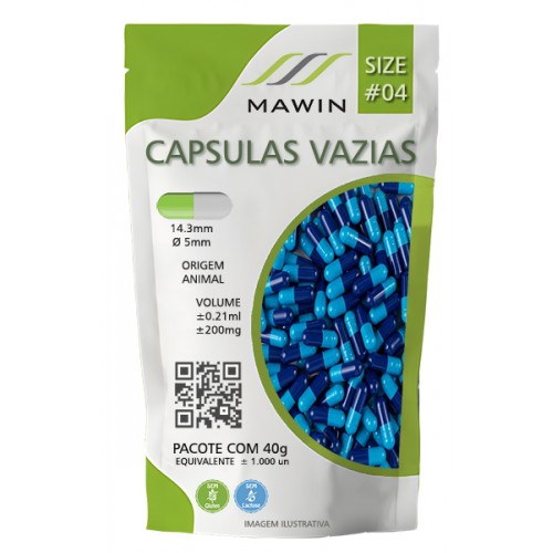 CAPSULA GELATINA N4 DE 200mg - AZUL CLARA / AZUL ESCURA - PACOTE COM 1.000 CAPSULA GELATINA N4 DE 200mg - AZUL CLARA / AZUL ESCURA - PACOTE COM 1.000