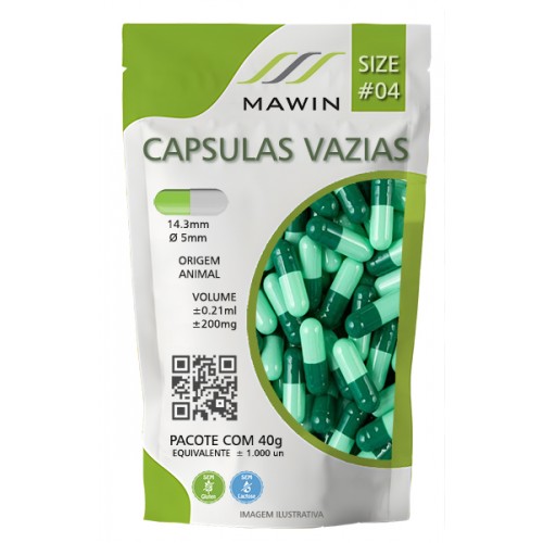 CAPSULA GELATINA N4 DE 200mg - VERDE ESCURA / VERDE CLARA - PACOTE COM 1.000 CAPSULA GELATINA N4 DE 200mg - VERDE ESCURA / VERDE CLARA - PACOTE COM 1.000