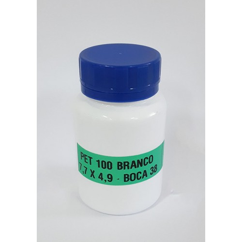 FRASCO FARMACEUTICO PET 100 BRANCO - TAMPA AZUL ROSCA LACRE - PACOTE COM 10 un