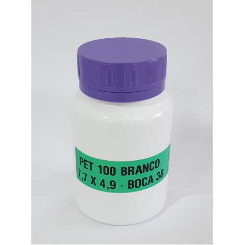 FRASCO FARMACEUTICO PET 100 BRANCO - TAMPA LILAS ROSCA LACRE - PACOTE COM 10 un