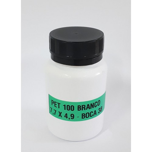 FRASCO FARMACEUTICO PET 100 BRANCO - TAMPA PRETA ROSCA LACRE - PACOTE COM 10 un