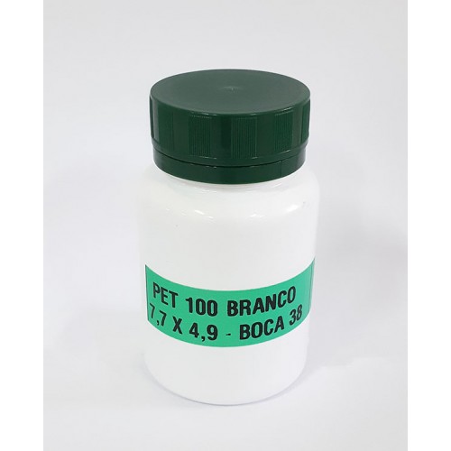 FRASCO FARMACEUTICO PET 100 BRANCO - TAMPA VERDE ROSCA LACRE - PACOTE COM 10 un