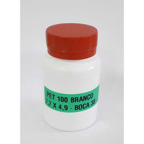 FRASCO FARMACEUTICO PET 100 BRANCO - TAMPA VERMELHA ROSCA LACRE - PACOTE COM 10 un