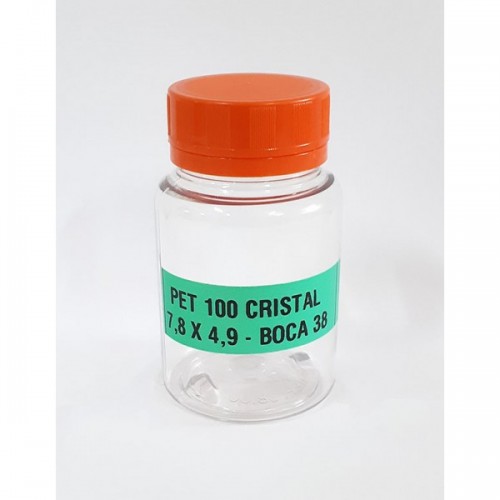 FRASCO FARMACEUTICO PET 100 CRISTAL - TAMPA LARANJA ROSCA LACRE - PACOTE COM 10 un