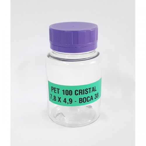FRASCO FARMACEUTICO PET 100 CRISTAL - TAMPA LILAS ROSCA LACRE - PACOTE COM 10 un