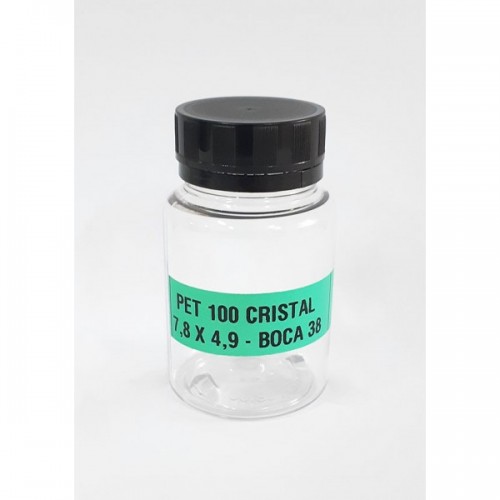 FRASCO FARMACEUTICO PET 100 CRISTAL - TAMPA PRETA ROSCA LACRE - PACOTE COM 10 un