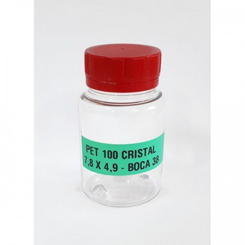 FRASCO FARMACEUTICO PET 100 CRISTAL - TAMPA VERMELHA ROSCA LACRE - PACOTE COM 10 un