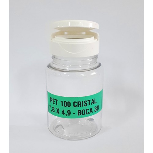 FRASCO FARMACEUTICO PET 100 CRISTAL - TAMPA FLIP TOP BRANCA - PACOTE COM 10 un