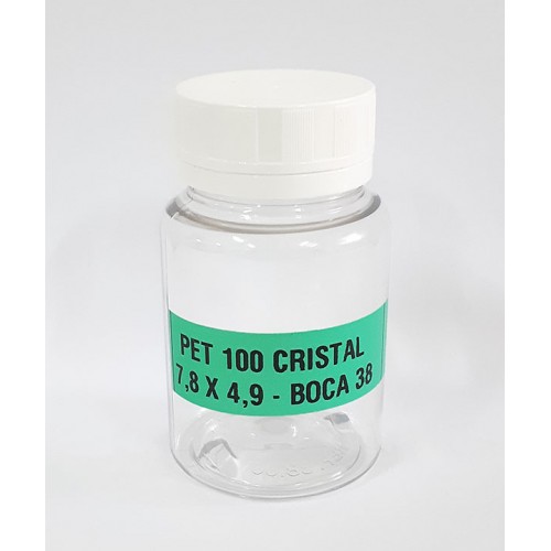 FRASCO FARMACEUTICO PET 100 CRISTAL - TAMPA BRANCA ROSCA LACRE - PACOTE COM 10 un