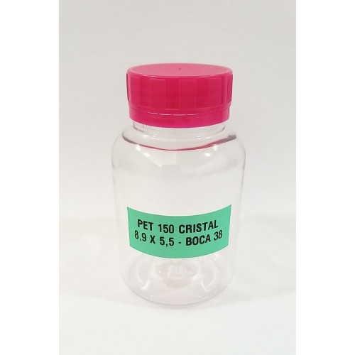 FRASCO FARMACEUTICO PET 150 CRISTAL - TAMPA ROSA ROSCA LACRE - PACOTE COM 10 un