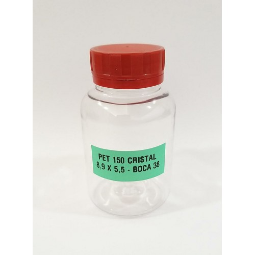 FRASCO FARMACEUTICO PET 150 CRISTAL - TAMPA VERMELHA ROSCA LACRE - PACOTE COM 10 un