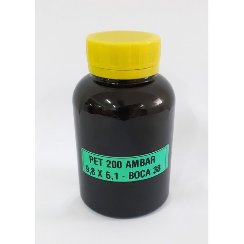 FRASCO FARMACEUTICO - PET 200 AMBAR - TAMPA LACRE DE ROSCA AMARELA - PACOTE COM 10 un FRASCO FARMACEUTICO - PET 200 AMBAR - TAMPA LACRE DE ROSCA AMARELA - PACOTE COM 10 un