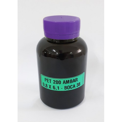 FRASCO FARMACEUTICO - PET 200 AMBAR - TAMPA LACRE DE ROSCA LILAS - PACOTE COM 10 un FRASCO FARMACEUTICO - PET 200 AMBAR - TAMPA LACRE DE ROSCA LILAS - PACOTE COM 10 un