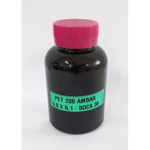 FRASCO FARMACEUTICO - PET 200 AMBAR - TAMPA LACRE DE ROSCA ROSA - PACOTE COM 10 un FRASCO FARMACEUTICO - PET 200 AMBAR - TAMPA LACRE DE ROSCA ROSA - PACOTE COM 10 un