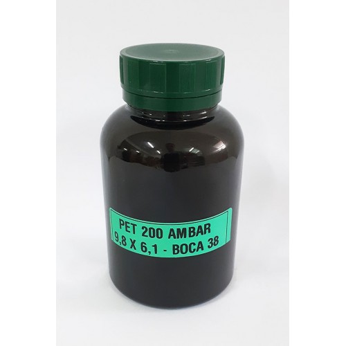 FRASCO FARMACEUTICO - PET 200 AMBAR - TAMPA LACRE DE ROSCA VERDE - PACOTE COM 10 un FRASCO FARMACEUTICO - PET 200 AMBAR - TAMPA LACRE DE ROSCA VERDE - PACOTE COM 10 un