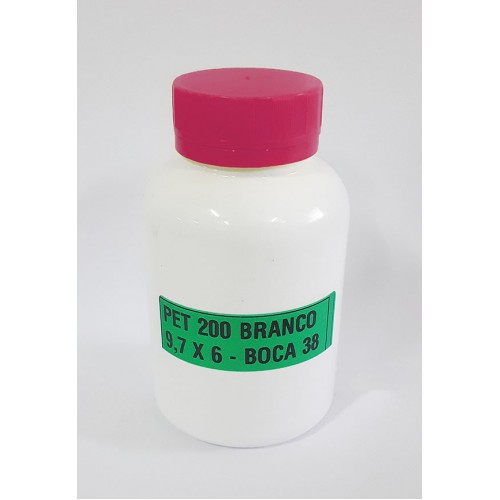FRASCO FARMACEUTICO PET 200 BRANCO - TAMPA ROSA ROSCA LACRE - PACOTE COM 10 un