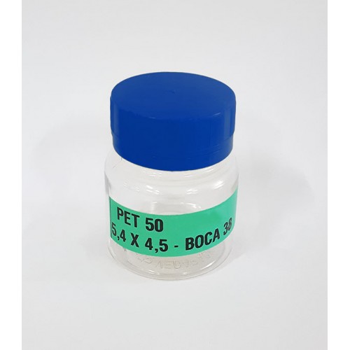 FRASCO FARMACEUTICO PET 50 CRISTAL - TAMPA AZUL ROSCA LACRE - PACOTE COM 10 un