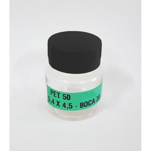 FRASCO FARMACEUTICO PET 50 CRISTAL - TAMPA PRETA ROSCA LACRE - PACOTE COM 10 un