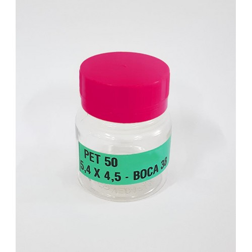 FRASCO FARMACEUTICO PET 50 CRISTAL - TAMPA ROSA ROSCA LACRE - PACOTE COM 10 un