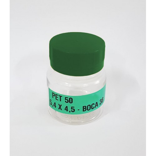 FRASCO FARMACEUTICO PET 50 CRISTAL - TAMPA VERDE ROSCA LACRE - PACOTE COM 10 un