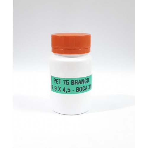 FRASCO FARMACEUTICO PET 75 BRANCO - TAMPA LARANJA ROSCA LACRE - PACOTE COM 10 un