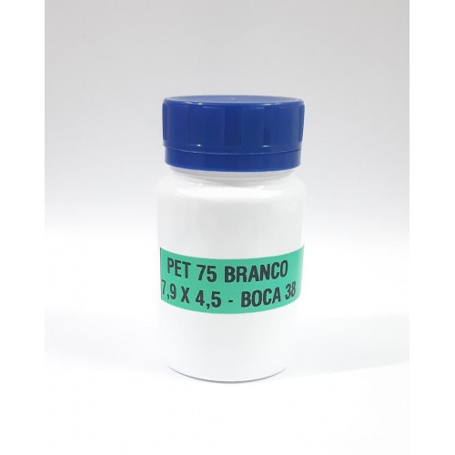 FRASCO FARMACEUTICO PET 75 BRANCO - TAMPA AZUL ROSCA LACRE - PACOTE COM 10 un