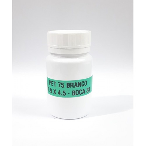 FRASCO FARMACEUTICO PET 75 BRANCO - TAMPA BRANCO ROSCA LACRE - PACOTE COM 10 un
