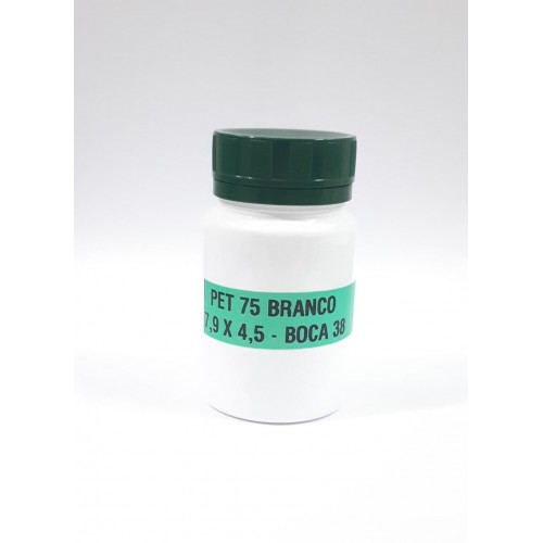 FRASCO FARMACEUTICO PET 75 BRANCO - TAMPA VERDE ROSCA LACRE - PACOTE COM 10 un