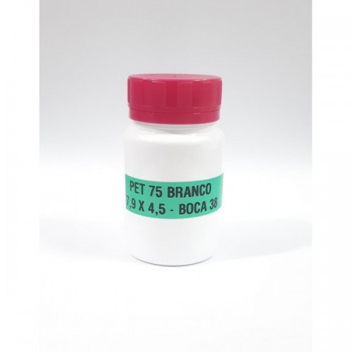 FRASCO FARMACEUTICO PET 75 BRANCO - TAMPA ROSA ROSCA LACRE - PACOTE COM 10 un