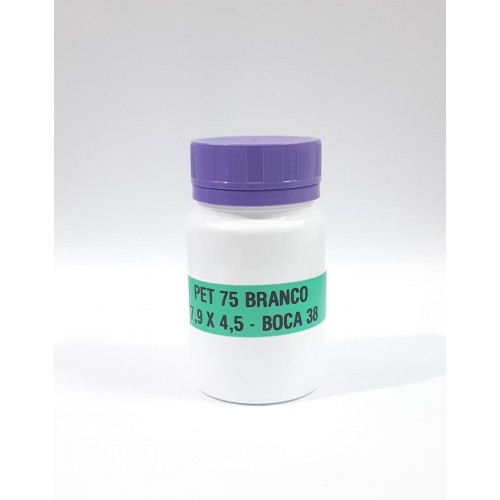 FRASCO FARMACEUTICO PET 75 BRANCO - TAMPA ROXA ROSCA LACRE - PACOTE COM 10 un