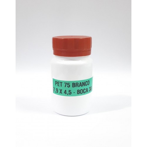 FRASCO FARMACEUTICO PET 75 BRANCO - TAMPA VERMELHA ROSCA LACRE - PACOTE COM 10 un
