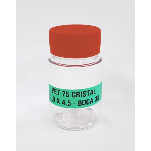 FRASCO FARMACEUTICO PET 75 CRISTAL - TAMPA LARANJA ROSCA LACRE - PACOTE COM 10 un