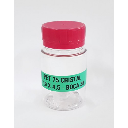 FRASCO FARMACEUTICO PET 75 CRISTAL - TAMPA ROSA ROSCA LACRE - PACOTE COM 10 un