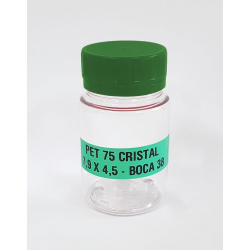 FRASCO FARMACEUTICO PET 75 CRISTAL - TAMPA VERDE ROSCA LACRE - PACOTE COM 10 un